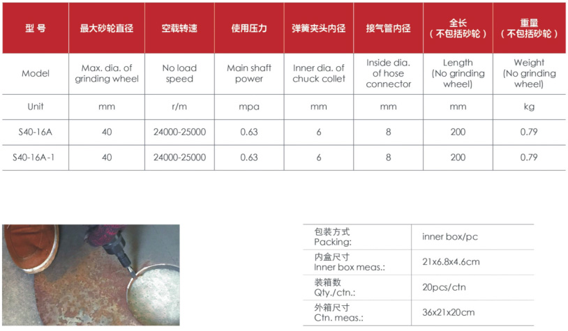 S40-16A气动砂轮机数据